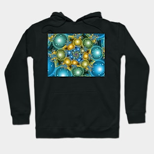 Blue and Yellow Fractal Spiral Hoodie